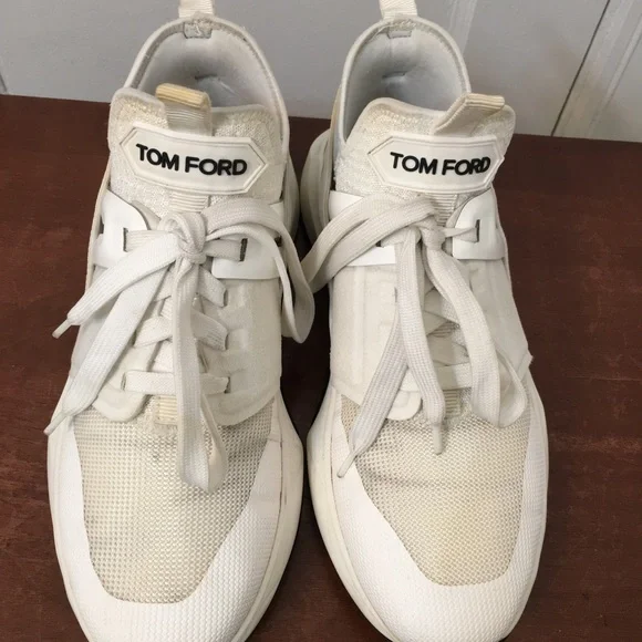 Tom Ford Jago Men\'s White Nylon Mesh Sneakers Bulk Mens 2024 Outdoor Mesh Nylon Leather Sneakers, White  main image 2